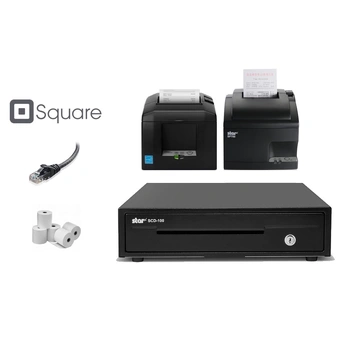 Square Bundle no.8 - iPad Cafe / Restaurant Bundle -  Counter Printer + Kitchen Printer + Cash Drawer + Paper