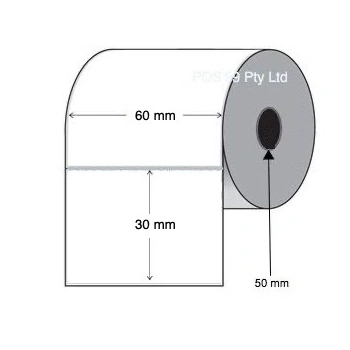 Inkjet Labels 60mm x 30mm x 50mm (Rolls of 650) Epson TMC3500 and C4010