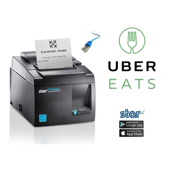 UberEats iPad or Android Compatible Network Ethernet Docket Printer with Autocutter (Black) 