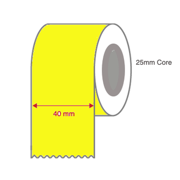 Thermal Transfer Labels 40mm x 60m x 25mm Continuous (4 Rolls of 60m) Yellow Paper