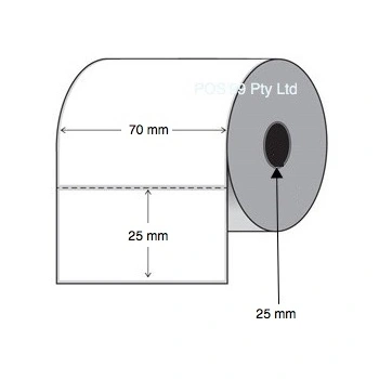 Thermal Transfer Labels 70mm x 25mm x 25mm Core (4 Rolls of 2,500) Perforated