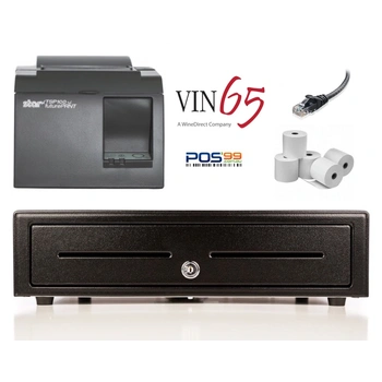 Winedirect VIN65 iPad / Android Bundle no.1 STAR TSP143LAN Printer, Cash Drawer, Paper