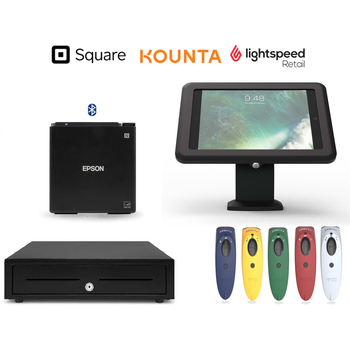 LightSpeed Retail POS, Shopify, Kounta iPad Elite Bluetooth POS Bundle (Receipt Printer, 2D Scanner, iPad Stand, Cash Drawer)