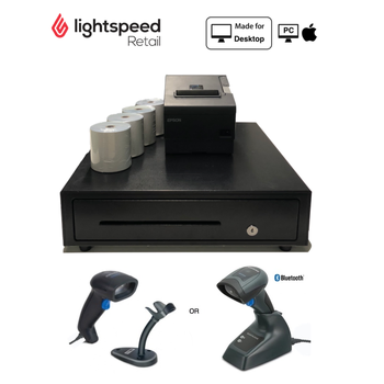 LightSpeed Retail POS POS Scanner Bundle - Desktop PC & Mac (USB Receipt Printer, Cash Drawer, Scanner (Optional Paper)