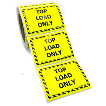 100×75 TOP LOAD ONLY Fluro Yellow Warning Label Roll Black Printed