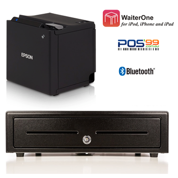WaiterOne Bundle No.1 - Epson TM-m30II Bluetooth Printer, Cash Drawer (Optional paper)