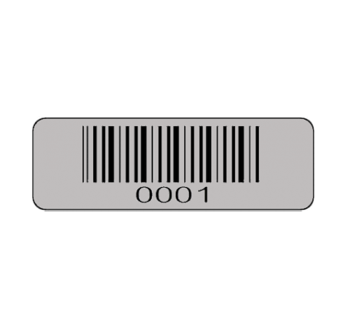 Pre-Printed Labels 40mm x 28mm Silver Mylar Asset Labels