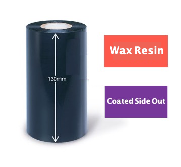 Wax Resin Ribbon 130mm X 450m X 25mm Core/Ink Out Black - For 6 inch label printers