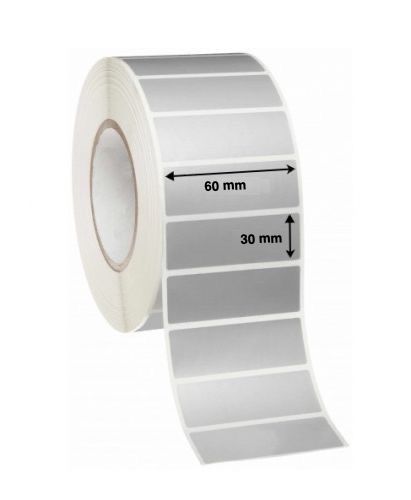 Thermal Transfer Labels 60mm x 30mm x 25/38/40mm Core (Rolls of 1,000) - Silver Mylar