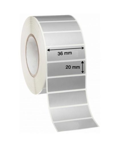 Thermal Transfer Labels 36mm x 20mm x 25/38mm Core (Rolls of 1,000) Silver Mylar Asset Labels