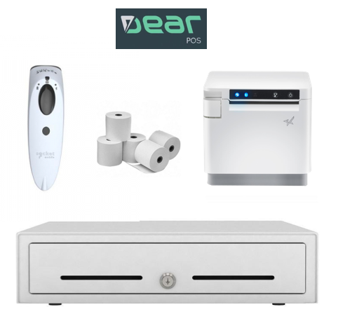 Dear POS White Bundle 6 Star Micronics Receipt Printer, Socket Bluetooth Scanner, Cash Drawer