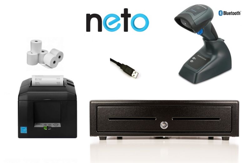 NETO Mac / Windows PC Bundle No.21 Receipt Printer, Cordless Scanner, Cash Drawer (Optional Paper)