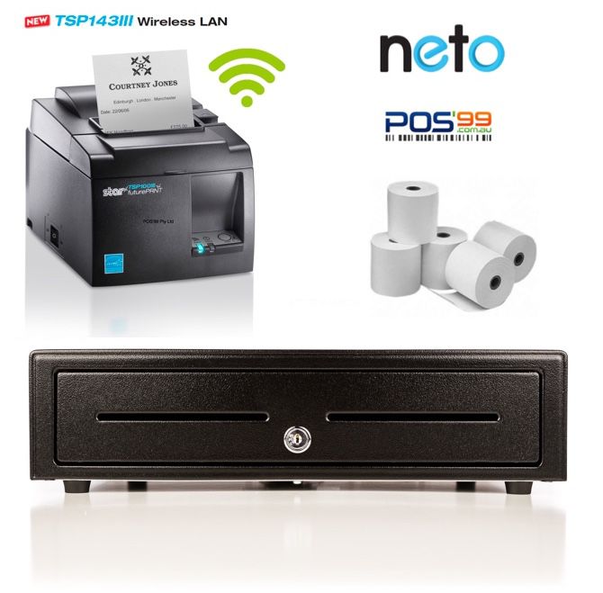 Neto iPad/PC/Mac Bundle No.13 - STAR WLAN Wifi Printer, Cash Drawer, Paper
