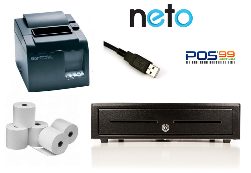 NETO Apple Mac / Windows PC Bundle no.3 STAR TSP143IIIU (TSP100 Eco) USB Thermal Printer, Cash Drawer
